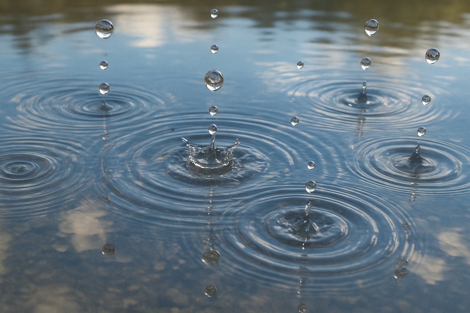 water droplets in puddle